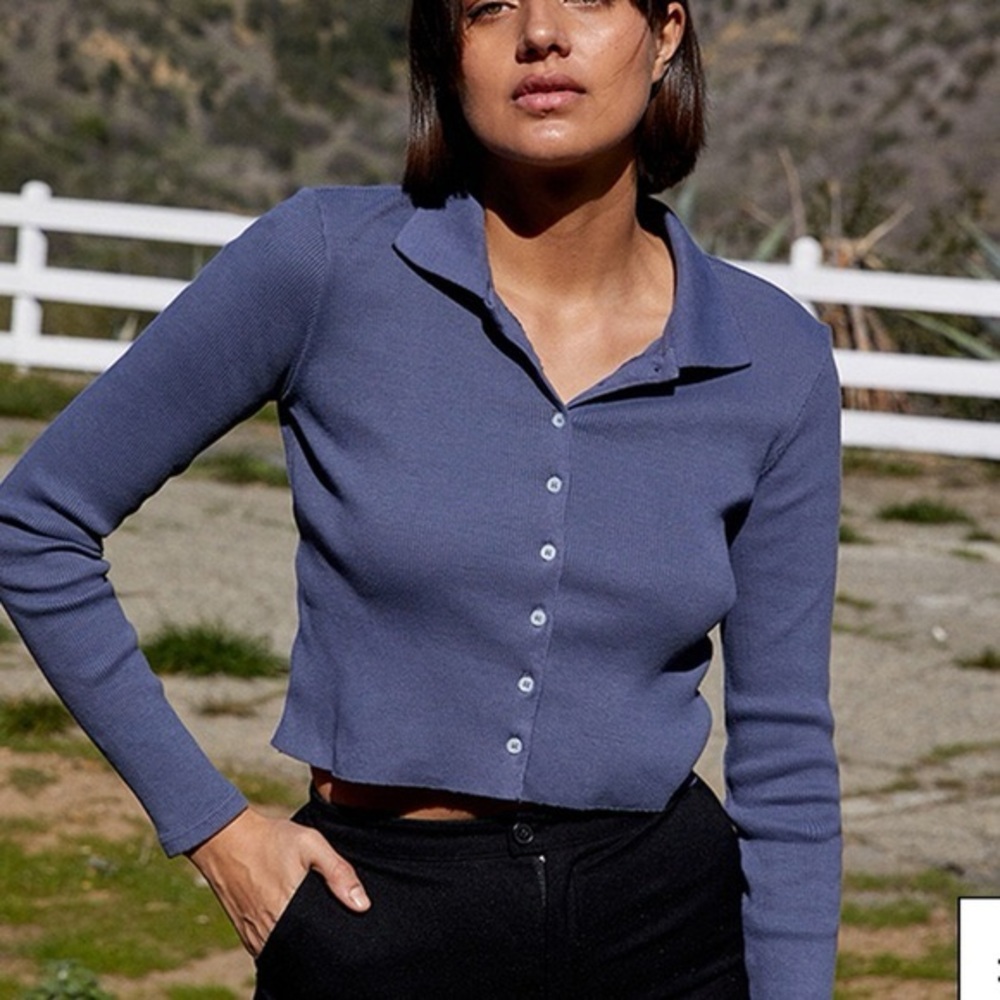 brandy Melville Caroline Women's Blue Button-Up Cardigan